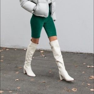 COPY - Oak + Fort White Knee-high boots with 3-inch block heels